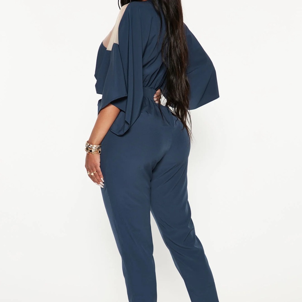 Fashion Nova Navy and Cream Jumpsuit - Picture 3 of 7